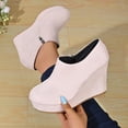 thumbnail image 1 of OKBOP Women's Wedge Boots Side Zip Round Toe Stability Foam Cushioning Beige Stylish Women's Boots Sizes 36, 1 of 5