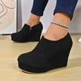 thumbnail image 1 of OKBOP Women's Wedge Boots Side Zip Round Toe Stability Foam Cushioning Black Stylish Women's Boots Sizes 41, 1 of 4