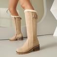 thumbnail image 1 of OKBOP Women's Winter Boots Suede Fur Lined Lug Sole Knee High Warm Snow Boots, 1 of 5