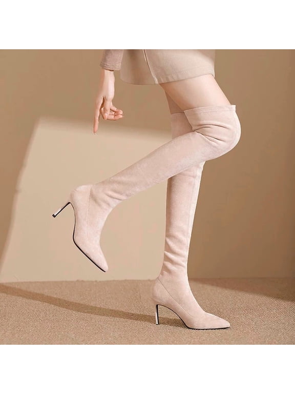 Women's thigh high boots Pointed Toe Pull-On Stiletto Heel Over Knee