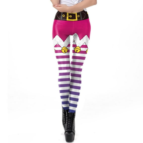 OKBOP Womens Camo Pants,Girls Christmas Leggings Skinny Jingle Bell Printed High Waist Stretchy Tights Trouser Yoga Pants for Women
