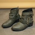 thumbnail image 1 of OKBOP Womens Chunky Heel Ankle Boots-Booties Leather Mini Boots Women Christmas Chelsea Fashion Winter Boots for Women Green, 1 of 3