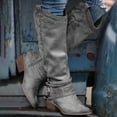 thumbnail image 1 of OKBOP Womens Chunky Heel Knee-High Boots-Christmas Womens Thigh High Boots Vintage Winter Boots for Women Gray, 1 of 4