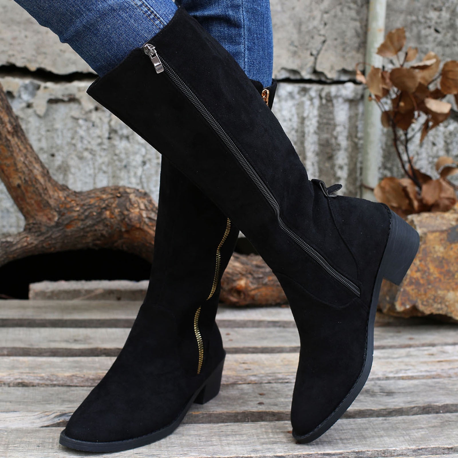 Chunky High Heeled Winter Boots