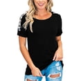 thumbnail image 1 of OKBOP Womens Fall Fashion 2022 Tops,Fashion Leopard O-Neck Short Sleeve Pullover Shirt S Red Blouse Sweatshirt for Women, 1 of 4