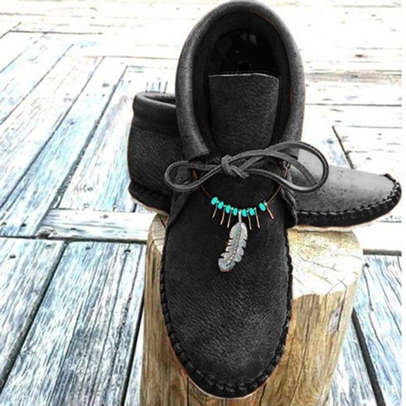 OKBOP Womens Heeled Ankle Boots-Chelsea Leather Wide Calf Cowgirl Boots Lace-Up Christmas Booties Fashion Winter Boots for Women Clearance Black