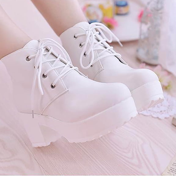 OKBOP Womens Heeled Ankle Boots-Christmas Booties Chelsea Leather Boots for Women Zipper Retro Winter Boots for Women Clearance White