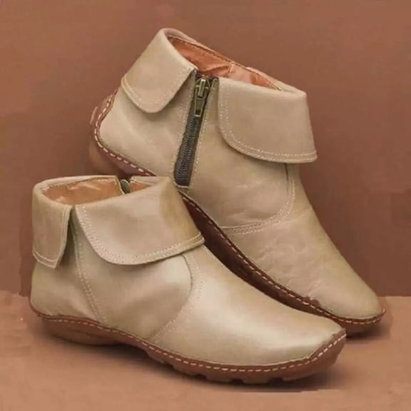 OKBOP Womens Heeled Ankle Boots-Zipper Chelsea Booties Christmas Slipper Boots for Women Round Toe Causal Winter Boots for Women Khaki