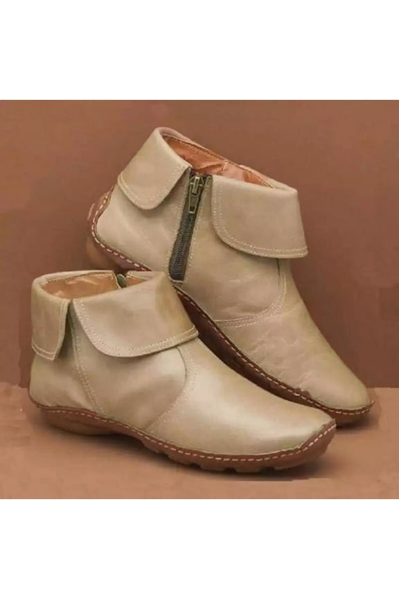 Womens Heeled Ankle Boots-Zipper Chelsea Booties Christmas Slipper Boots for Women Round Toe Causal Winter Boots for Women Khaki