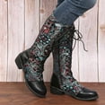 thumbnail image 1 of OKBOP Womens Heeled Mid-Calf Boots-Christmas Lace-Up Zipper Womens Riding Boots Retro Winter Boots for Women Black, 1 of 7