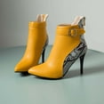 thumbnail image 1 of OKBOP Womens Heeled Mid-Calf Boots-Christmas Ladies Boots Vintage Winter Boots for Women Yellow, 1 of 7