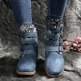 thumbnail image 1 of OKBOP Womens Heeled Mid-Calf Boots-Christmas Leather Womens Rubber Boots Causal Winter Boots for Women Blue, 1 of 8