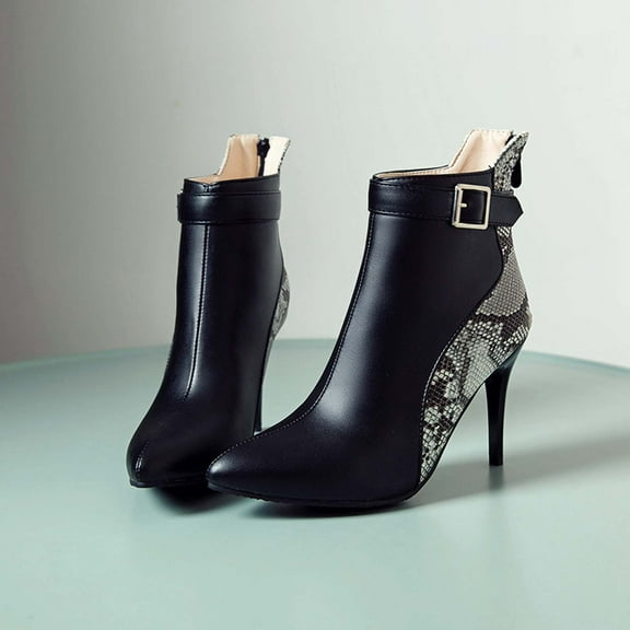 OKBOP Womens Heeled Mid-Calf Boots-Christmas Women Ankle Boots Retro Winter Boots for Women Black