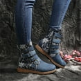 thumbnail image 1 of OKBOP Womens Heeled Mid-Calf Boots-Leather Christmas Womens Snow Boots Vintage Winter Boots for Women Blue, 1 of 7