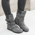 thumbnail image 1 of OKBOP Womens Heeled Mid-Calf Boots-Round Toe Zipper Girls Winter Boots Suede Snow Boots Christmas Causal Winter Boots for Women Gray, 1 of 6
