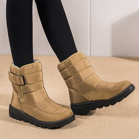 OKBOP Womens Heeled Mid-Calf Boots-Snow Boots Christmas Pirate Boots Women Fashion Winter Boots for Women Yellow