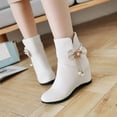 thumbnail image 1 of OKBOP Womens Heeled Mid-Calf Boots-Steel Toe Boots for Women Round Toe Christmas Vintage Winter Boots for Women Clearance White, 1 of 9