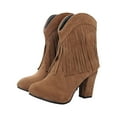 thumbnail image 1 of OKBOP Womens High Heels Mid-Calf Boots-Christmas Work Boots for Women Suede Retro Winter Boots for Women Clearance Yellow, 1 of 4
