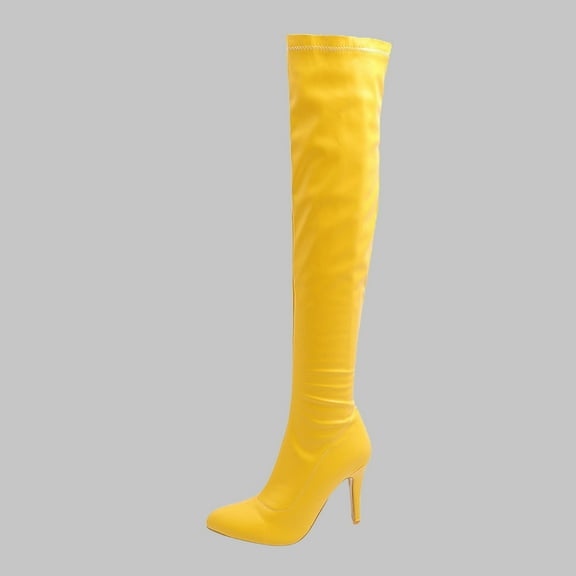 OKBOP Womens High Heels Over-The-Knee Boots-Christmas Duck Boots Women Thigh High Fashion Winter Boots for Women Clearance Yellow