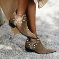 thumbnail image 1 of OKBOP Womens Low Heel Ankle Boots-Women Work Boots Suede Christmas Booties Chelsea Retro Winter Boots for Women Clearance Khaki, 1 of 7