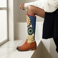 thumbnail image 1 of OKBOP Womens Low Heel Knee-High Boots-Zipper Christmas Knee High Boots Women Retro Winter Boots for Women Clearance Red, 1 of 9