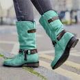 thumbnail image 1 of OKBOP Womens Low Heel Mid-Calf Boots-Zipper Christmas Suede Comfortable Boots for Women Vintage Winter Boots for Women Clearance Green, 1 of 3