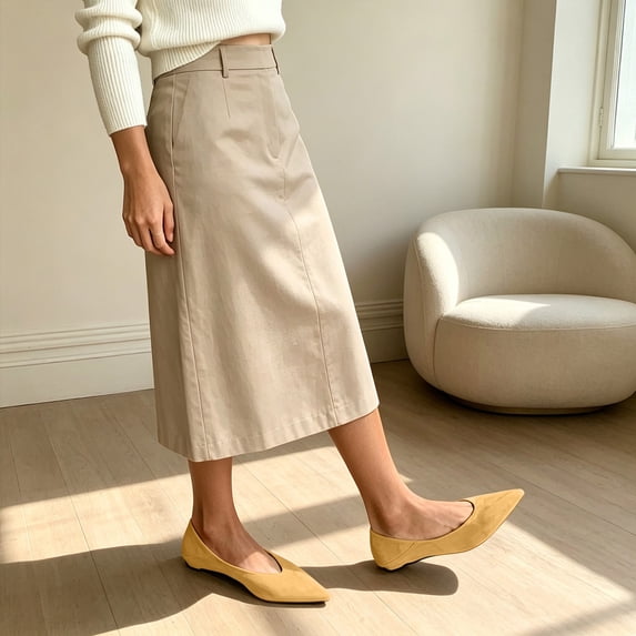 OKBOP Womens Pointed Toe Flats Shoes Comfortable Slip On Casual V-Cut Work Shoes