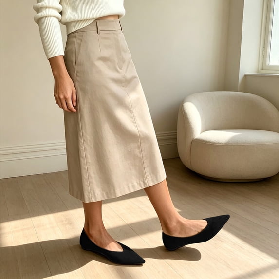 OKBOP Womens Pointed Toe Flats Shoes Comfortable Slip On Casual V-Cut Work Shoes