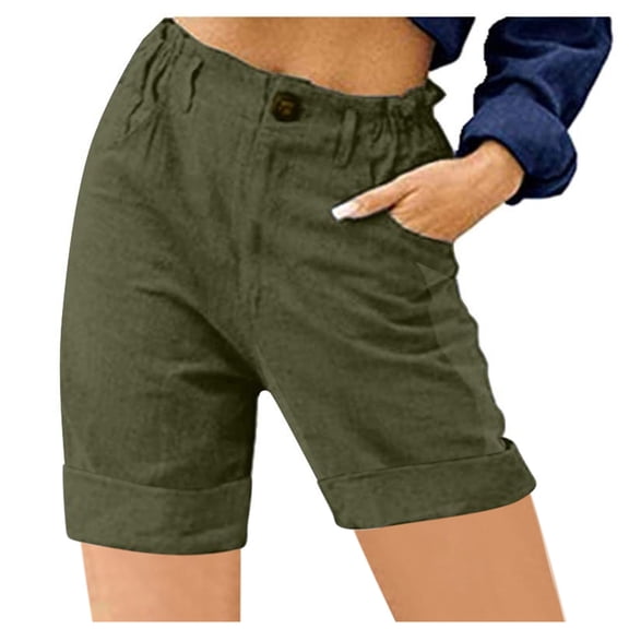 OKBOP Womens Shorts Athletic- Green Casual Wide-Leg High Waisted Relaxed Fit Shorts