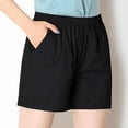 thumbnail image 1 of OKBOP Womens Shorts Clearance Black Sports Elastic Waist Activewear Active Fit Straight-Leg Shorts, 1 of 4