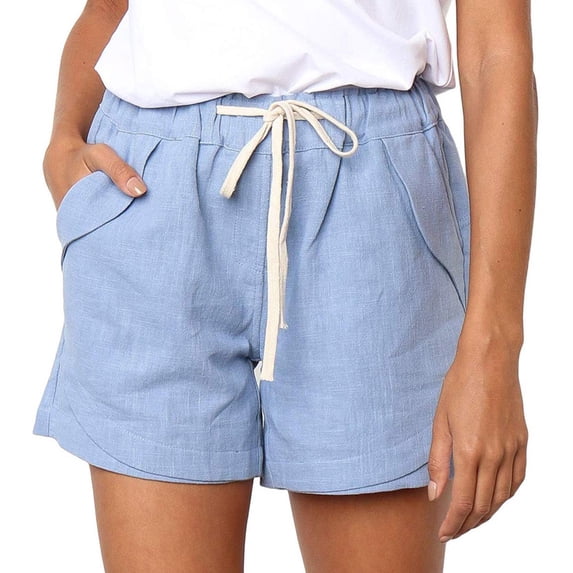 OKBOP Womens Shorts Clearance Blue Activewear Active Fit Elastic Waist Wide-Leg Shorts