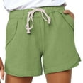 thumbnail image 1 of OKBOP Womens Shorts Plus Size Green Active Fit Wide-Leg Activewear Elastic Waist Shorts, 1 of 7
