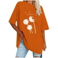thumbnail image 1 of OKBOP Womens Tops Clearance Under $10 Short Sleeve Orange Floral Crew Neck Tunic Plus Size Ladies Shirts, 1 of 3