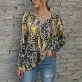 thumbnail image 1 of OKBOP Womens Tops Dressy Casual Sexy,2021 New Fashion V-Neck Long Sleeve Printing Loose Casual Pullover Work Blouses for Women Polo Shirts for Women, 1 of 8