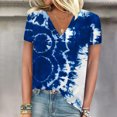 thumbnail image 1 of OKBOP Womens Tops Plus Size Short Sleeve Blue V-Neck Tie Dye T-Shirts Plus Size Ladies Shirts, 1 of 4