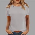 thumbnail image 1 of OKBOP Womens Tops Plus Size Short Sleeve Gray Ribbed Solid Crew Neck T-Shirts Womens Shirts Plus Size, 1 of 6