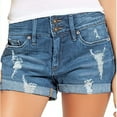 thumbnail image 1 of OKBOP Womens Workout Shorts Blue Relaxed Fit Wide-Leg Casual Ripped Jeans Shorts, 1 of 9