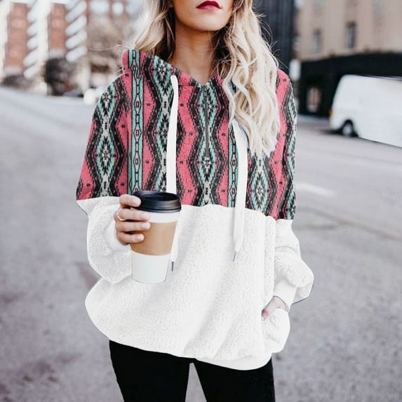 OKBOP Womens Zip Up Hoodies Fleece Drawstring Sweatshirt Long Sleeve Print Gift Fall Causal Crewneck Sweatshirts for Women Half Zipped Relax Fit 2023 Plaid Pullover Pink