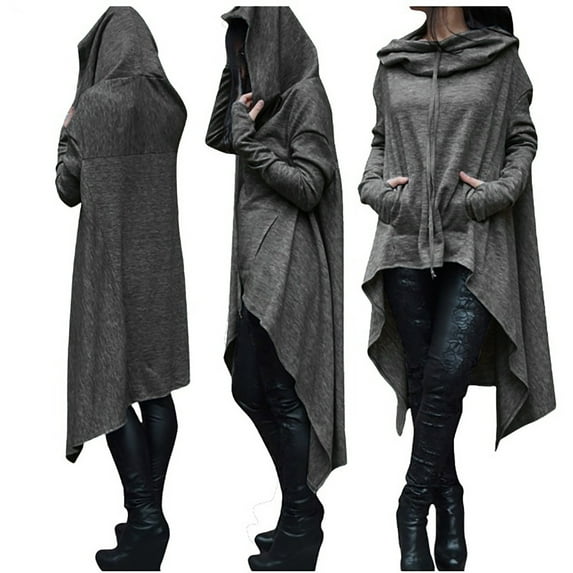 OKBOP Womens Zip Up Hoodies Sweatshirt Long Sleeve Solid Classic Fit Vintage Ladies Winter 2023 Gift Cape Halloweentown Sweatshirt Pullover Dark Gray