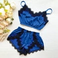 thumbnail image 1 of OKBOP Workout Shorts for Women Blue Relaxed Fit Lace Satin Casual Slim-Leg Briefs Suit, 1 of 3