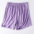 thumbnail image 1 of OKBOP Workout Shorts for Women Purple Straight-Leg Elastic Waist Loungewear Relaxed Fit Capris, 1 of 6