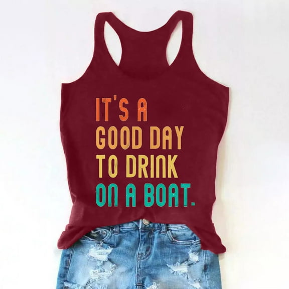 OKBOP Workout Tops,Drinking Tank Adult Girls Summer Beach Funny Graphic Racerback Tanks Vest Sayings Work Blouse Shirt