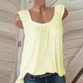 thumbnail image 1 of OKBOP Yellow Plus Size Tops for Women Sleeveless Solid Pleated Crew Neck Tank Top Summer Shirts for Women, 1 of 5