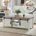 thumbnail image 1 of OKD 48" Farmhouse Lift Top Coffee Table with Sliding Barn Door, Rustic Center Table with Hidden Storage Compartment for Living Room, Office, Antique White, 1 of 7