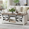 OKD 48" Farmhouse Rectangular Engineered Wood Metal Coffee Table with