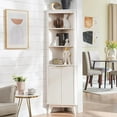 thumbnail image 1 of OKD 68" Tall Corner Storage Cabinet with Faux Marble Top and Adjustable Shelves Modern Pantry Curved Profile Bookshelf for Bathroom Kitchen Living Room Dining Room, Off White, 1 of 7