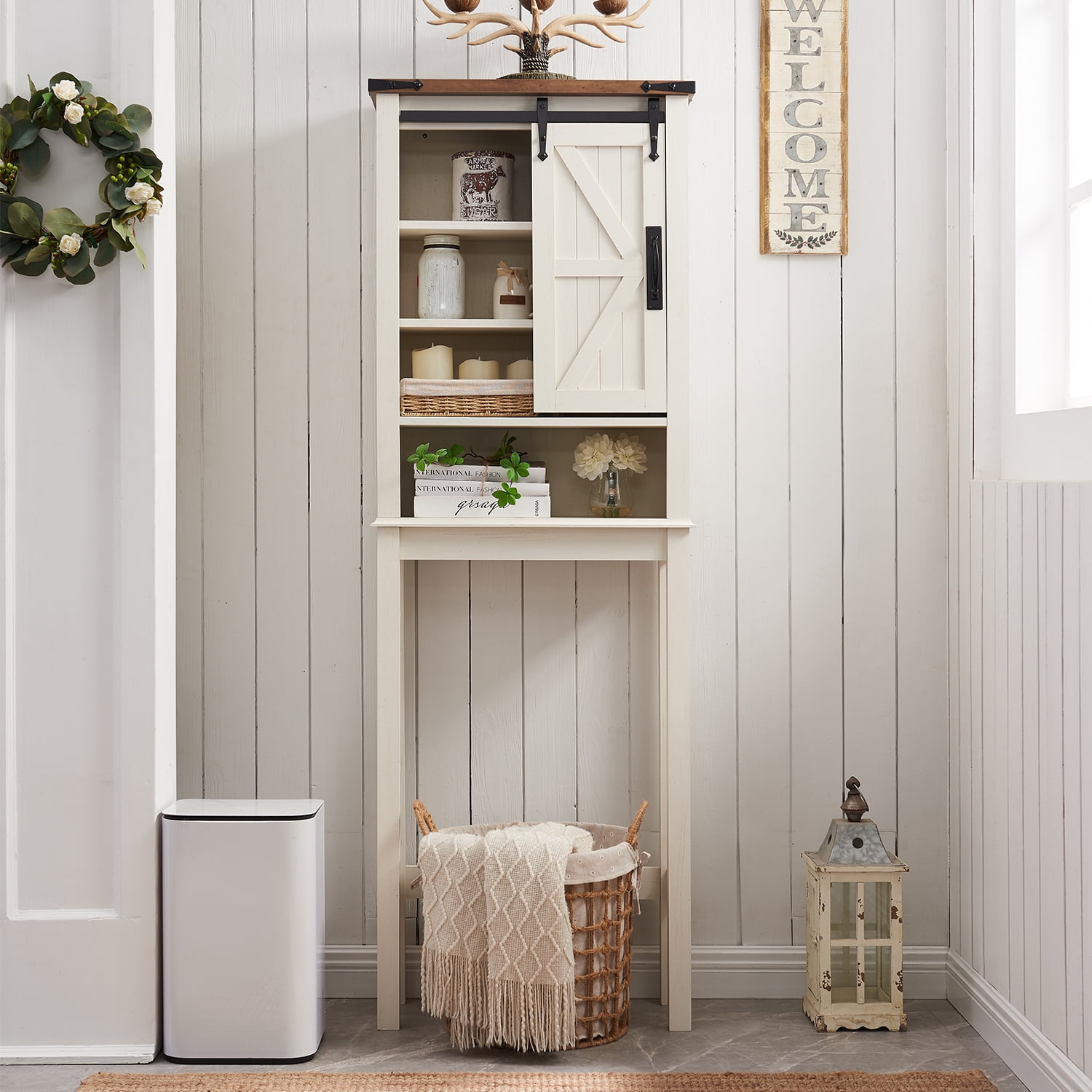 OKD 68In Farmhouse Over the Toilet Storage Bathroom Organizers