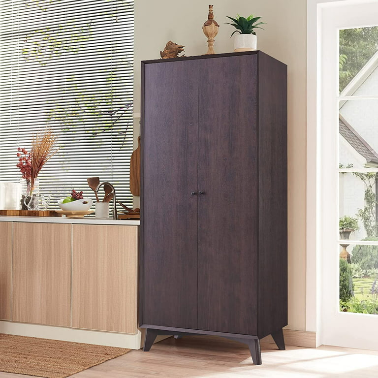 OKD 72 Tall Wood Home Modern Storage Bathroom Cabinet Closet with 2 Doors  and Adjustable Shelves, Espresso 