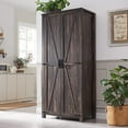 thumbnail image 1 of OKD Bathroom Storage Cabinet, Farmhouse Organizer w/Adjustable Shelves, Dark Rustic Oak, 1 of 6