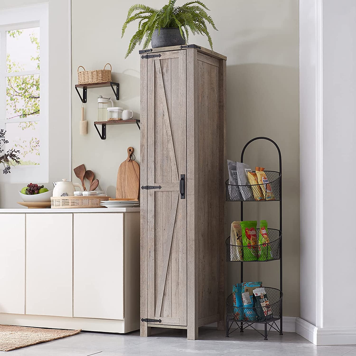 OKD Bathroom Storage Farmhouse Wood and Metal Organizer w